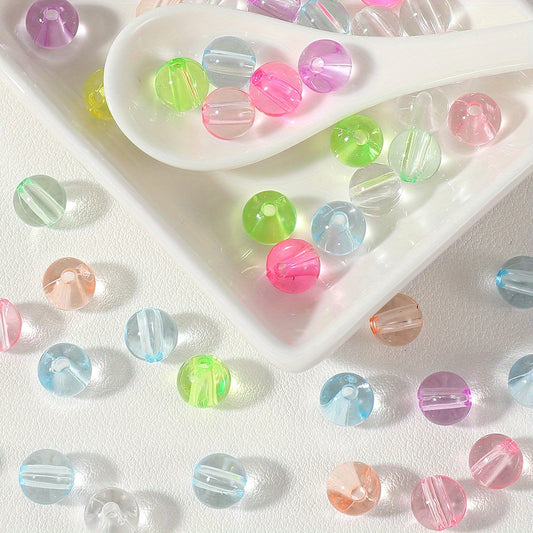 100pcs 8mm Macaroon Color Transparent Acrylic Beads