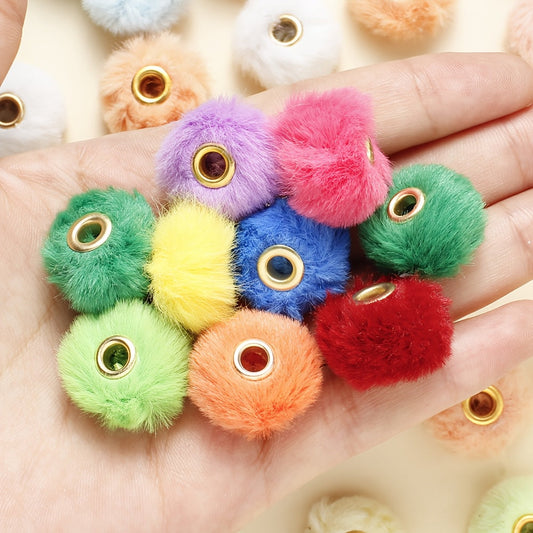 20PCS 20mm Soft Plush Large-Hole Beads