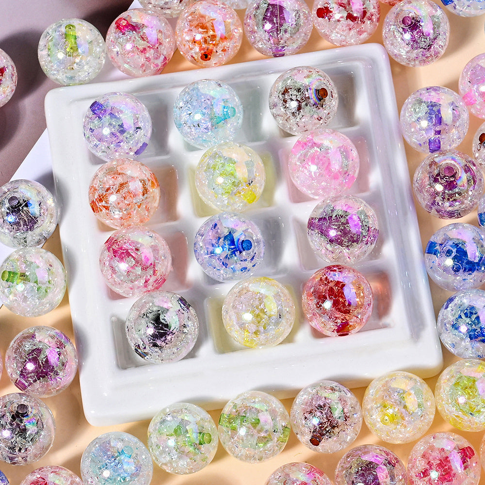 Acrylic Crackle Mixed Color Spacer Beads