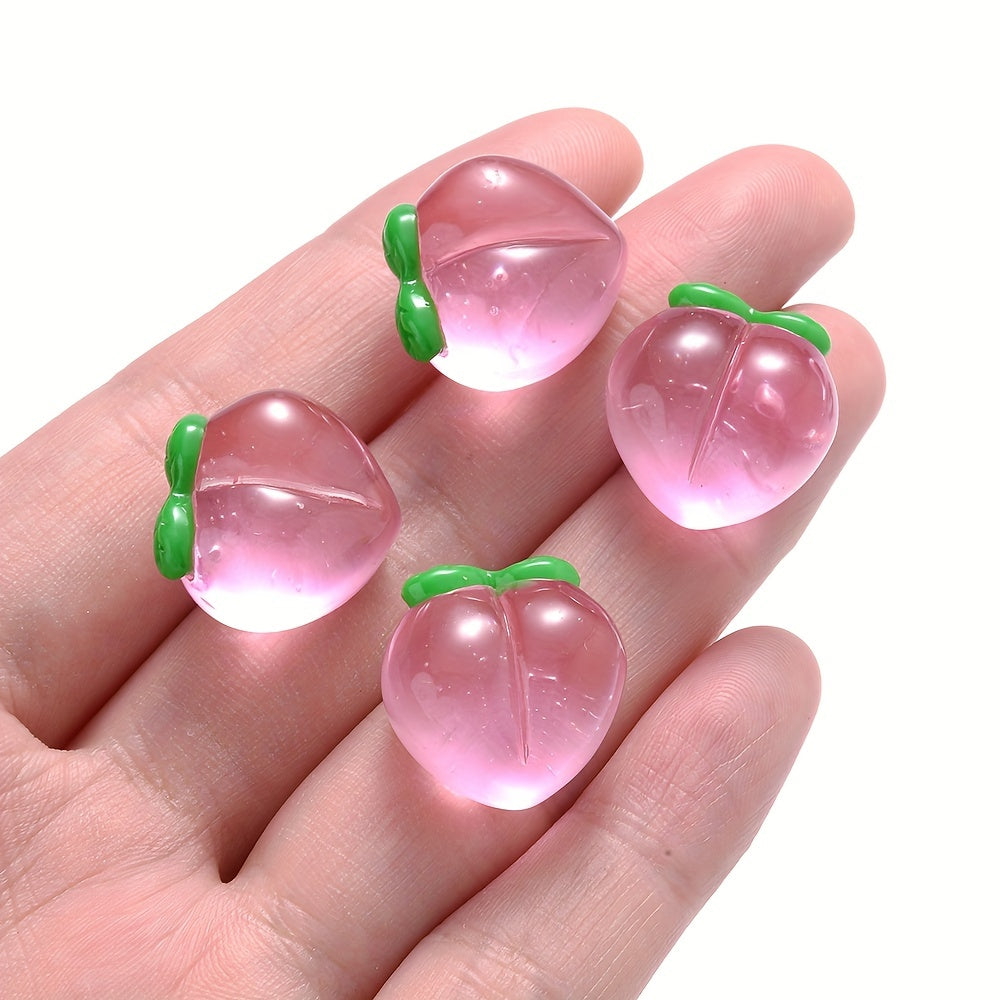 10PCS 17×16mm Pink Transparent Peach Resin Bead Set