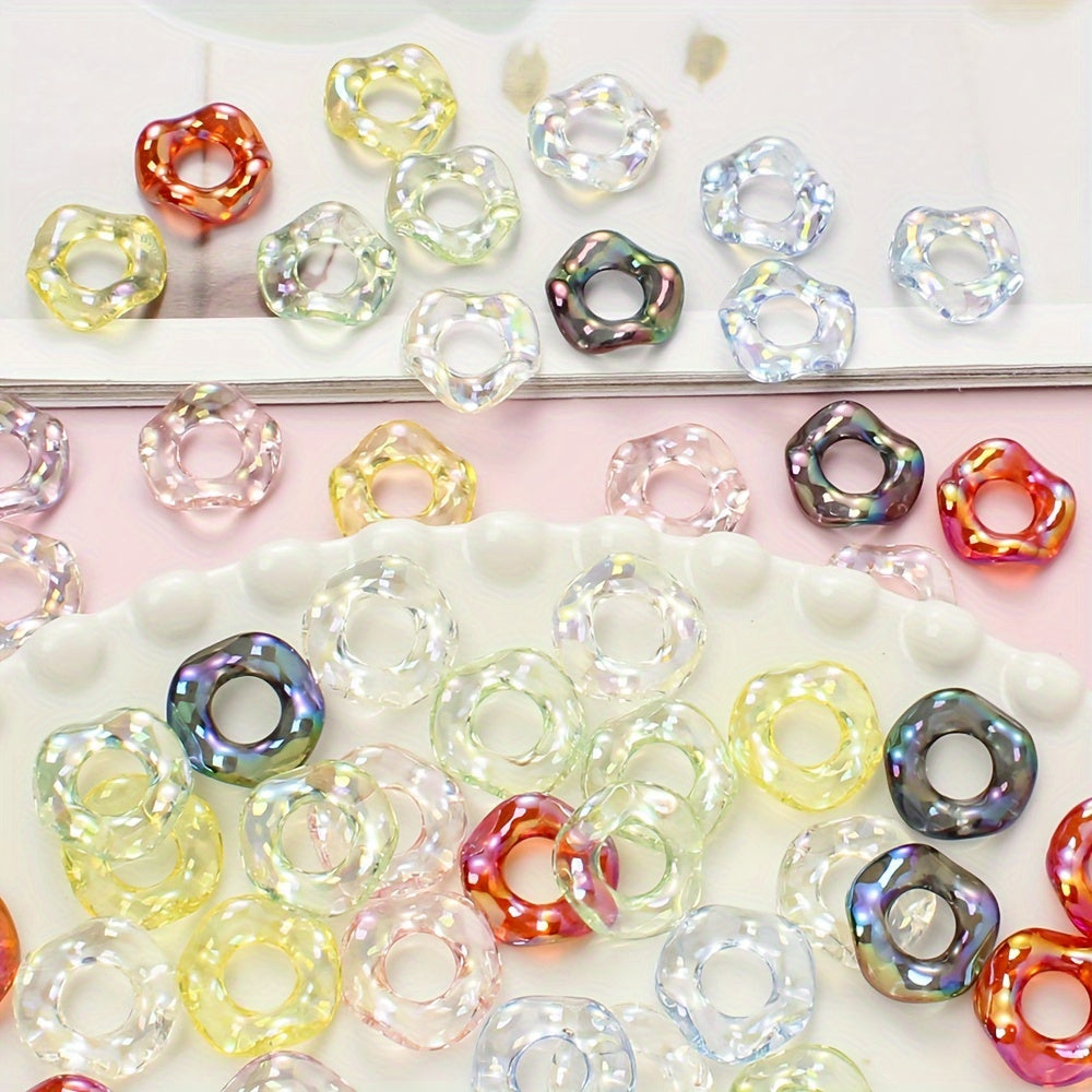20pcs 16mm Shiny Acrylic Wave Ring Beads