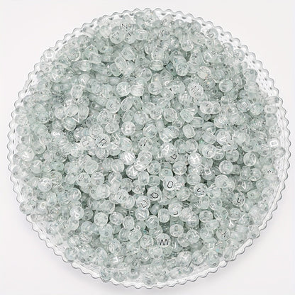 Silver Flat Round Letter Acrylic Beads