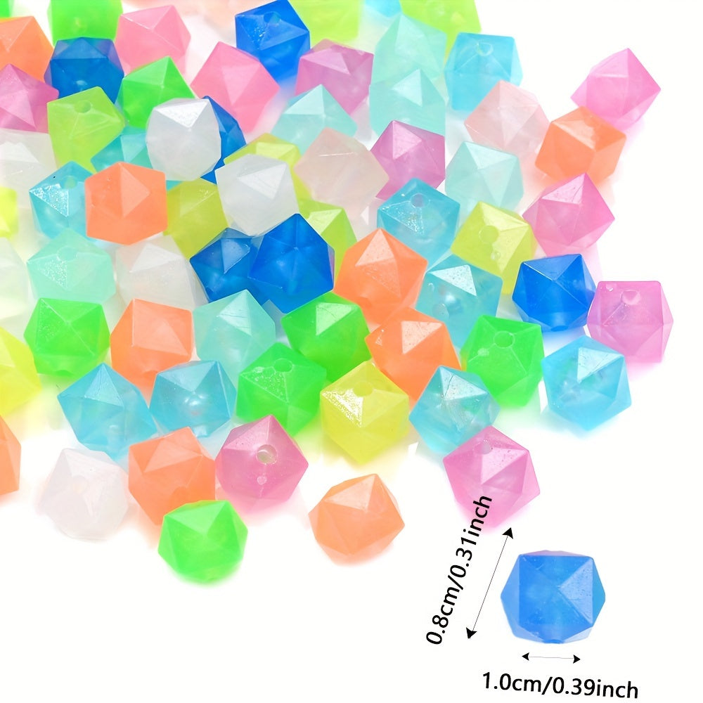 100PCS 8×10mm Luminous Square Acrylic Bead Set