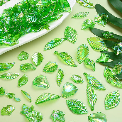 Green Acrylic Leaf Beads