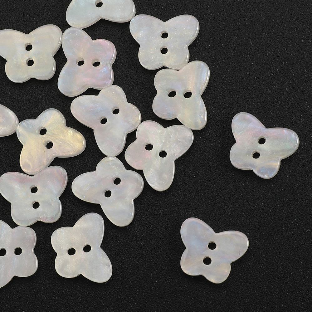 20PCS White AB Butterfly Resin Double-Hole Buttons