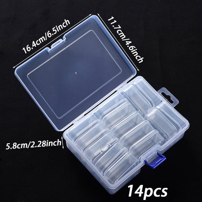 14-Piece Transparent Plastic Jewelry Storage Box Set