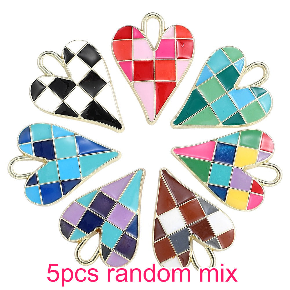 Alloy Enamel Big Heart Charms