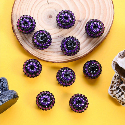 Black Purple Resin Round Beads