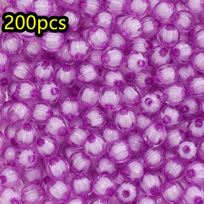 100/200pcs 8/10mm Transparent Inner Color Pumpkin Acrylic Beads