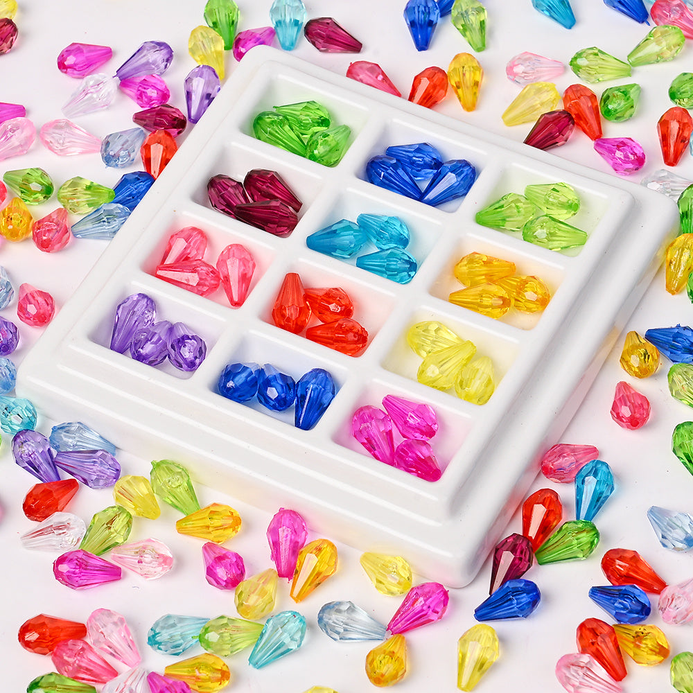 Faceted Waterdrop Acrylic Beads