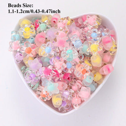 30/50pcs 11/12mm Translucent Floral Star-Shaped Acrylic Beads