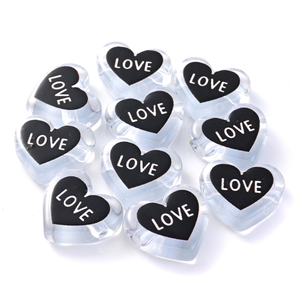 Clear Double Heart Acrylic Beads