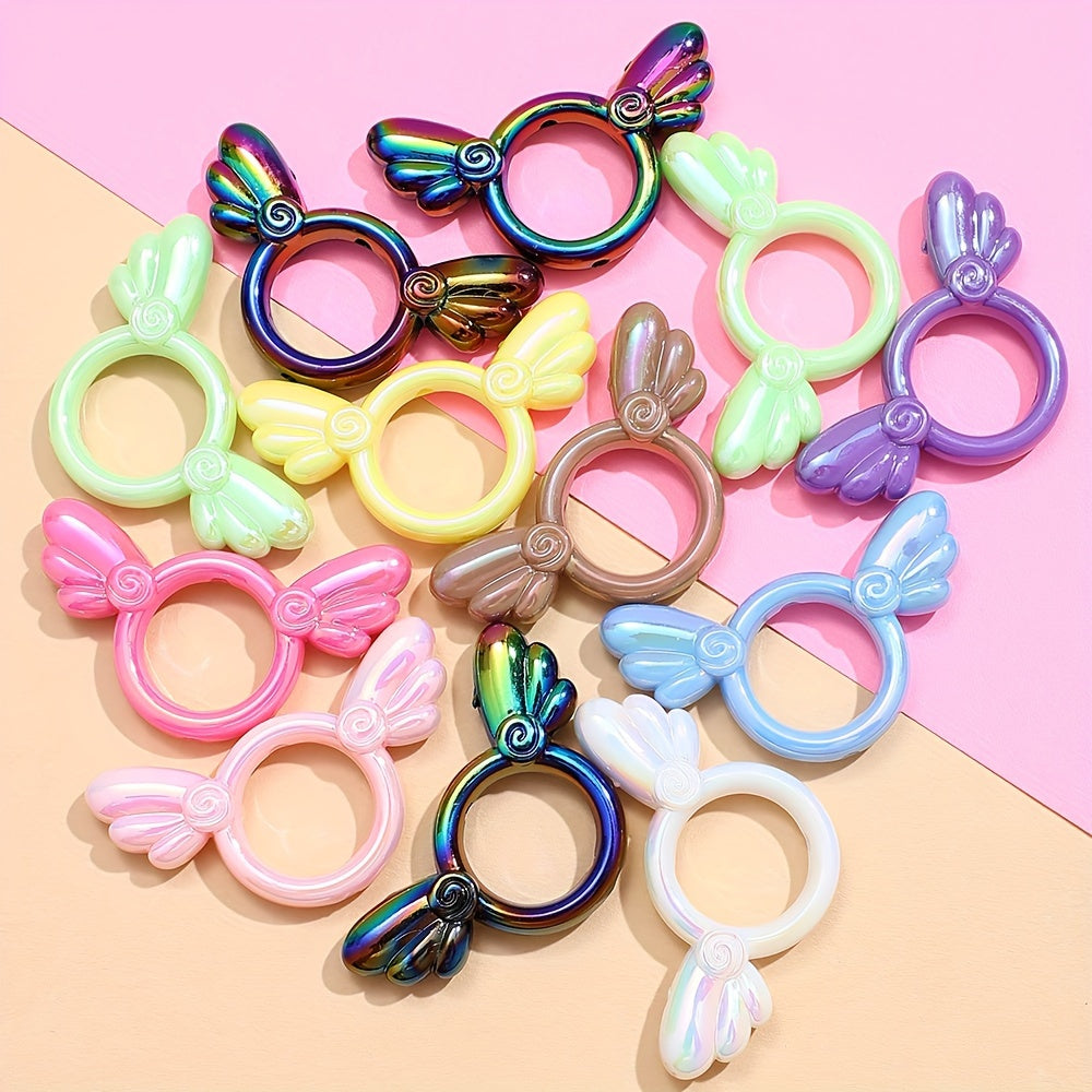 10PCS 24×47mm Multicolor Angel Wing Acrylic Bead Set