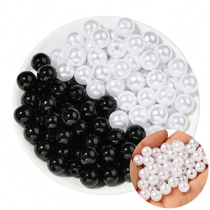 200/400pcs 8mm Acrylic ABS Imitation Pearl Round Spacer Beads