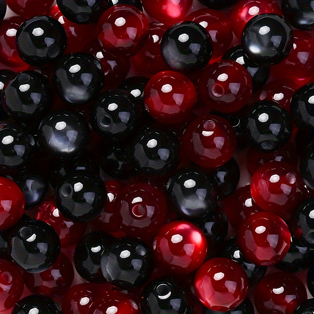 8/10 mm Red and Black Cat's Eye Resin Beads