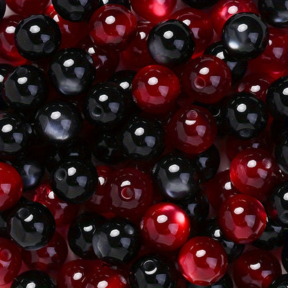 8/10 mm Red and Black Cat's Eye Resin Beads