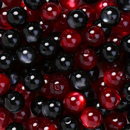 8/10 mm Red and Black Cat's Eye Resin Beads