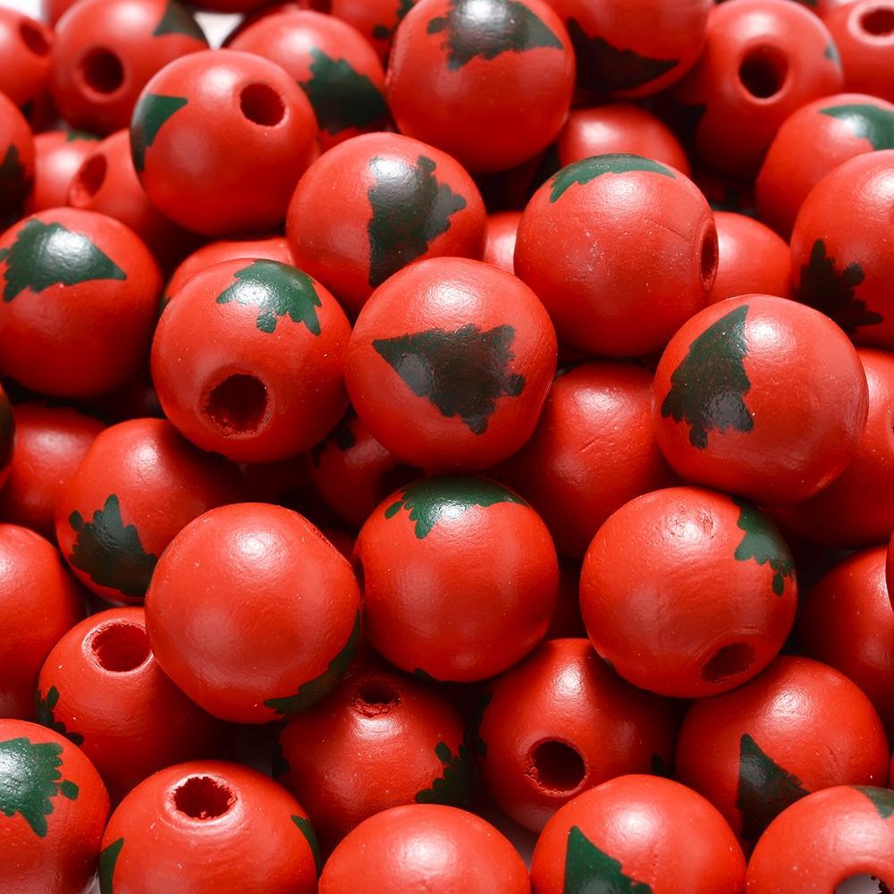 Christmas Wooden Santa & Tree Beads