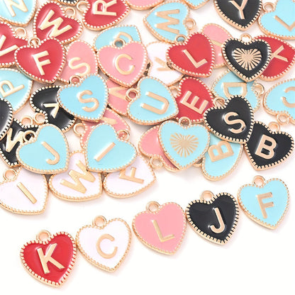 Alloy Enamel Letter Pendants