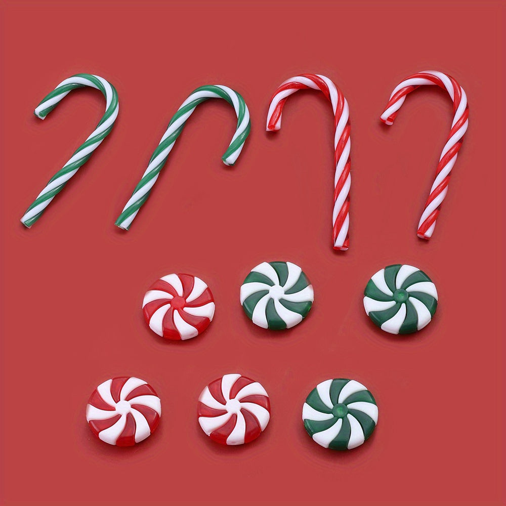 10PCS Christmas Acrylic Candy Cane Hanging Ornament Set
