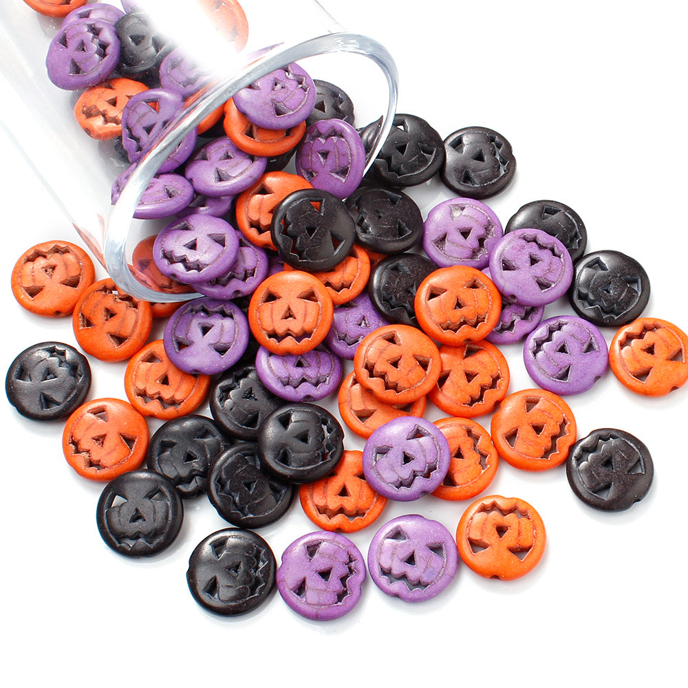 120pcs/box Turquoise Skull Pumpkin Beads Halloween Style Loose Spacer Beads for Jewelry Making DIY Handcrafts Accessories Festival Psrty House Decor Supplies Ideal Handmade Gifts