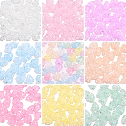 50pcs/set 9.5x11mm Crackle Heart Acrylic Beads