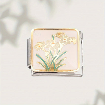 9mm Stainless Steel Italian Flower Charm Bead