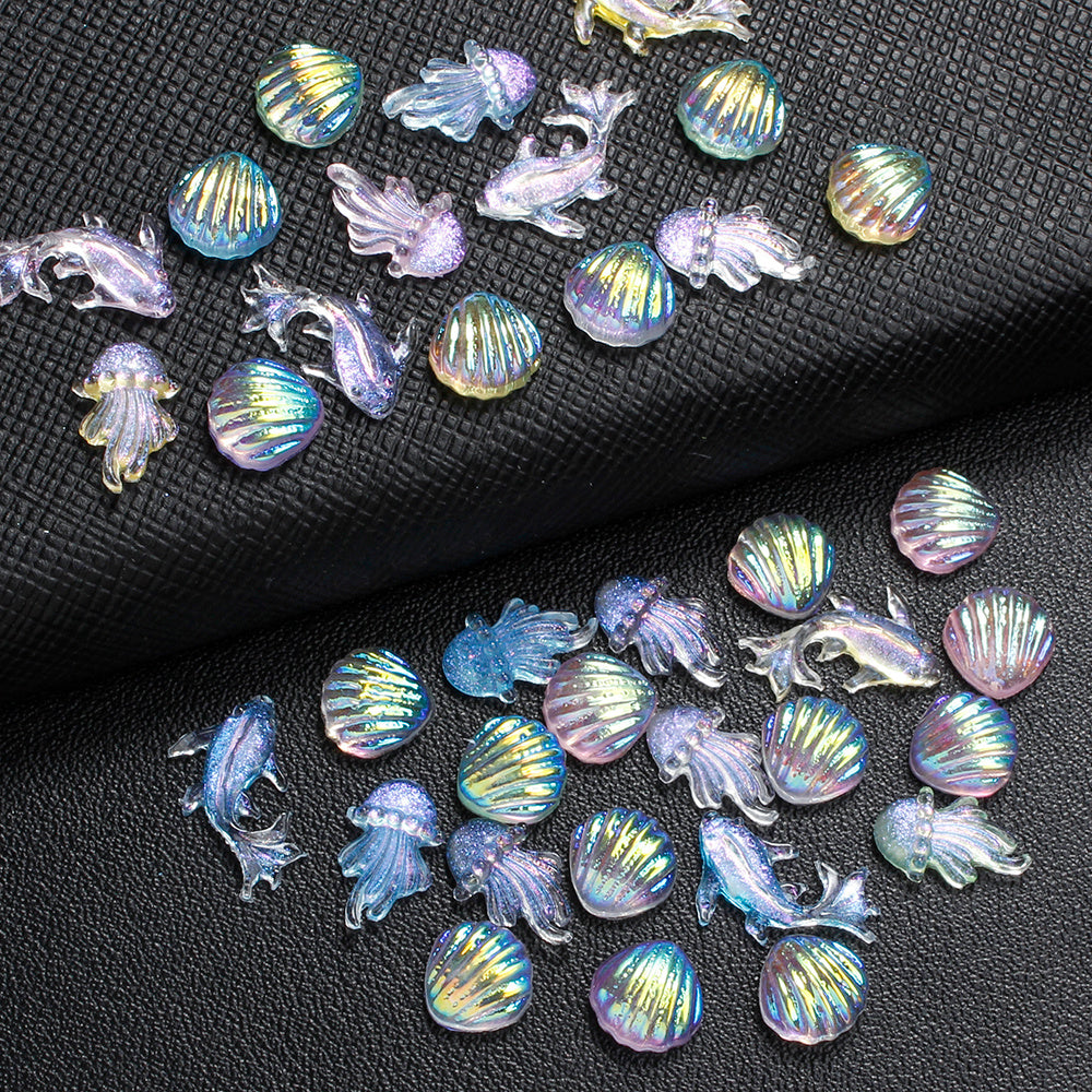 200-Piece 8x15 mm Mini Shiny Fish Flatback Resin Embellishments