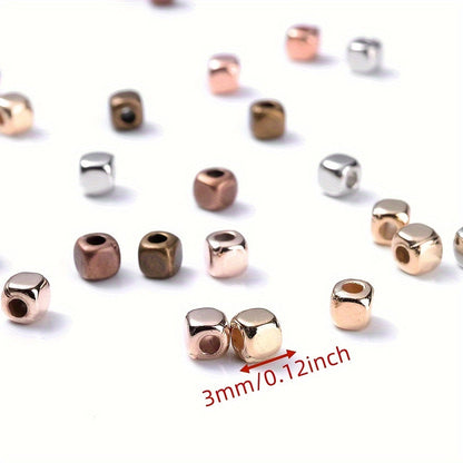 100PCS 3mm Multicolor Cube CCB Spacer Bead Set