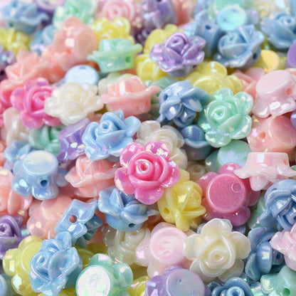 Mixed Color AB Shiny Flower Acrylic Beads
