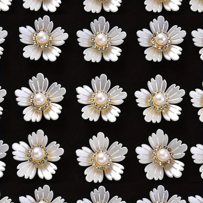 10PCS White Flower Acrylic Embellishment Set