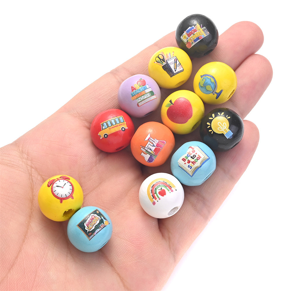 50/100pcs 16mm Colorful Round Punch Wooden Beads