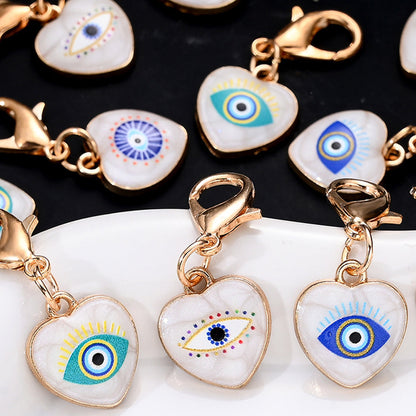 12PCS Blue & White Evil Eye Enamel Keychain Set