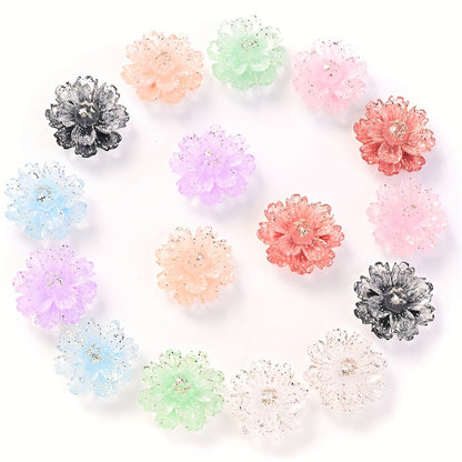 20PCS 17mm Luminous Flower Acrylic Bead Set