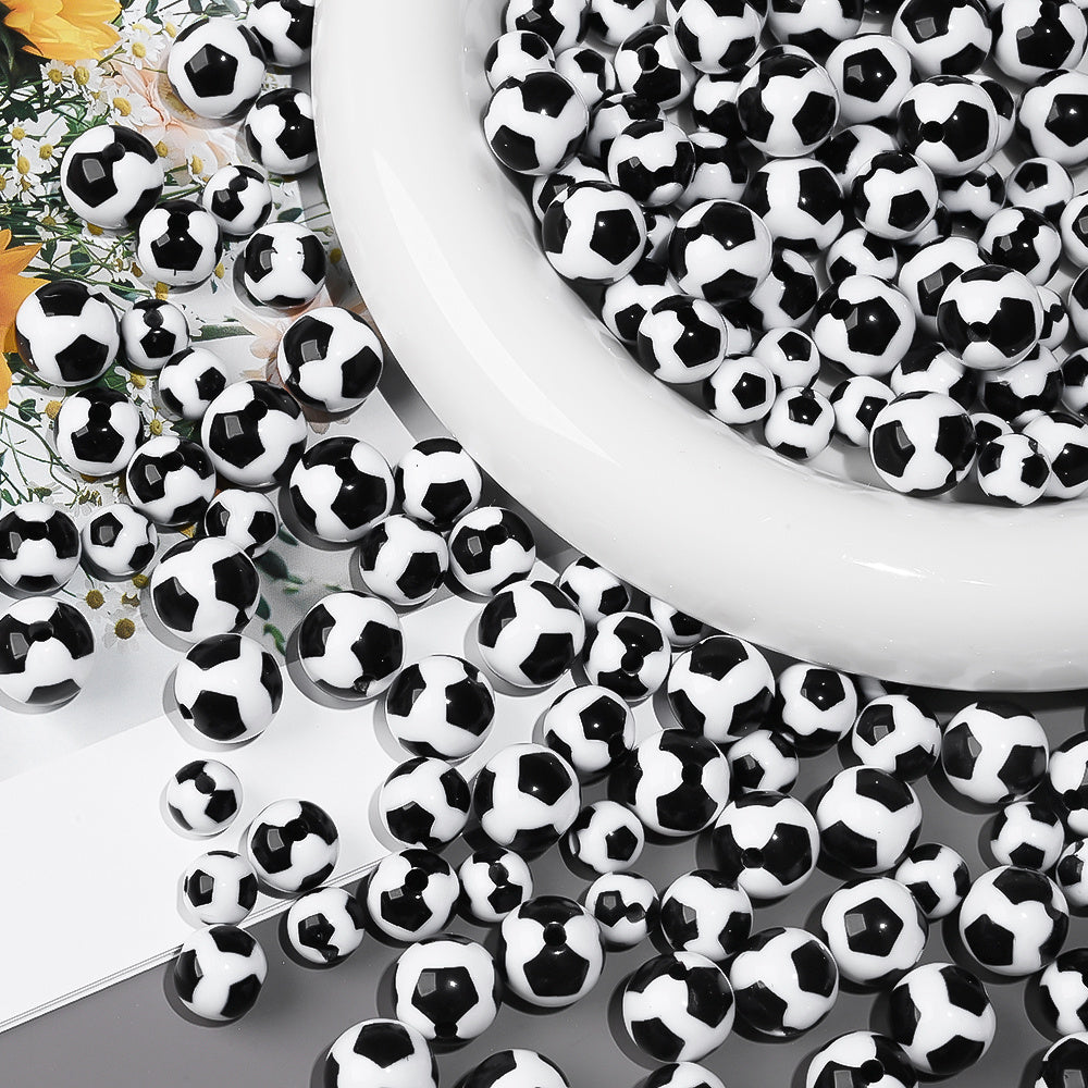 30/50/100pcs 8/10/12mm Acrylic Soccer Beads