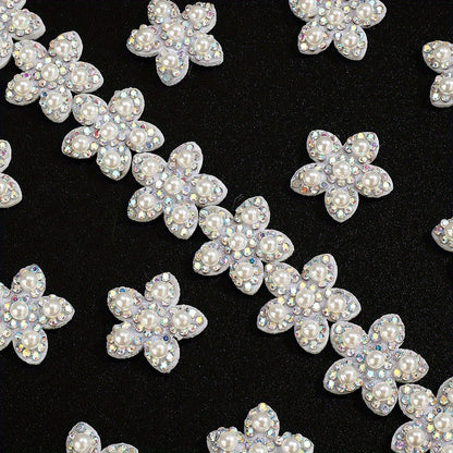 Pearl Rhinestone Flower Patches