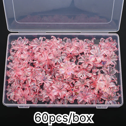 60pcs/box 37x42mm Fleur-de-lis AB Sparkling Flower Beads