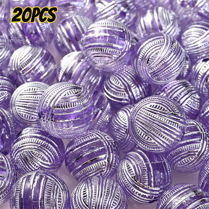 20pcs 16mm Mixed Color Line Round Acrylic Spacer Beads