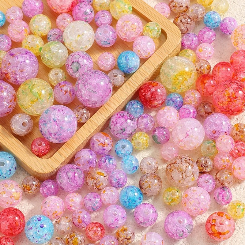 10/20/30/50/100pcs Gradient Crackle Acrylic Beads