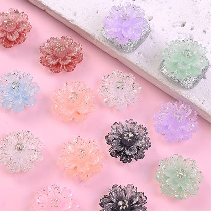 20PCS 17mm Luminous Flower Acrylic Bead Set