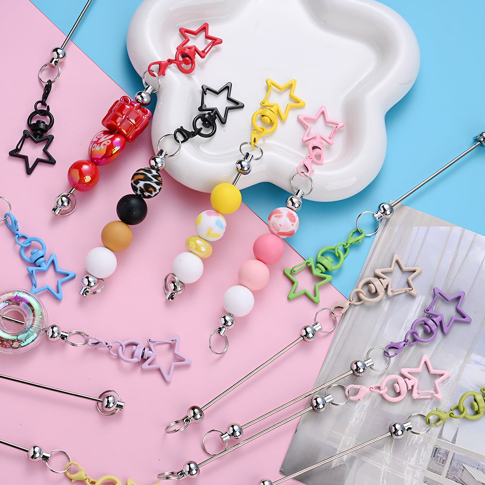 12PCS Star Lobster Clasp Beaded Keychain Set