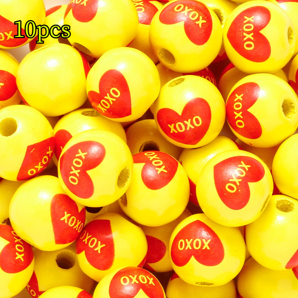 Valentine’s Day Printed Wooden Beads