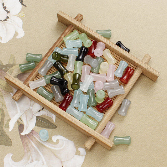6x12 mm Multicolor Bamboo-Shaped Glass Spacer Beads