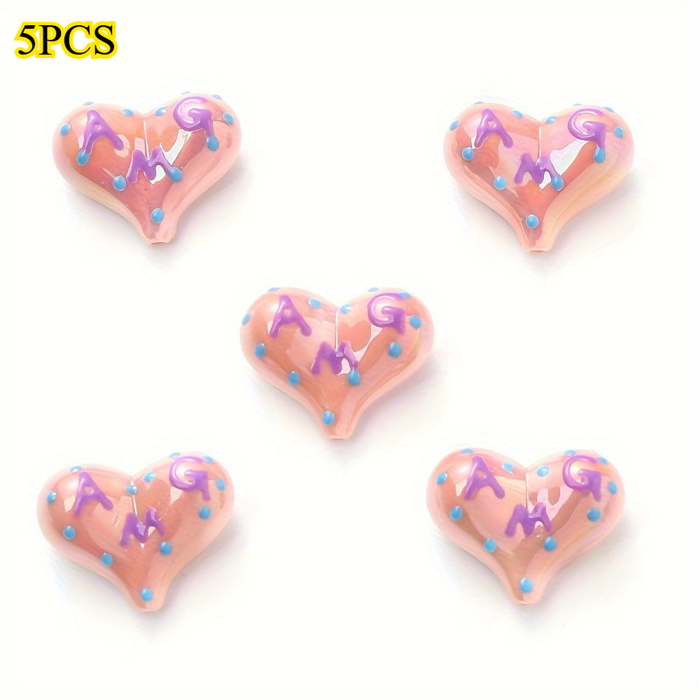 5pcs/set 17x22mm Sweet Heart Acrylic Beads
