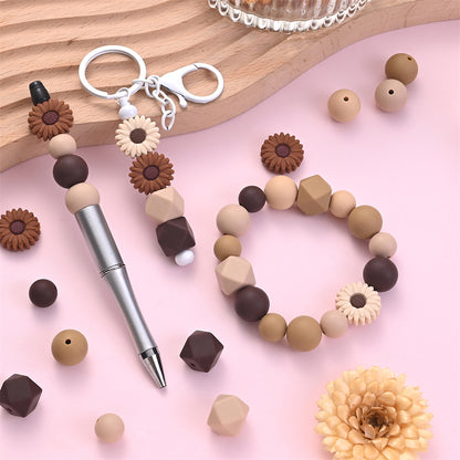 100pcs Brown Silicone Sunflower Beads