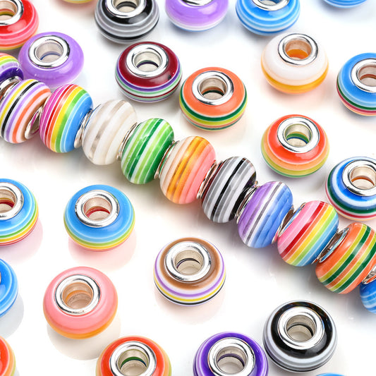 Rainbow Striped Resin Beads