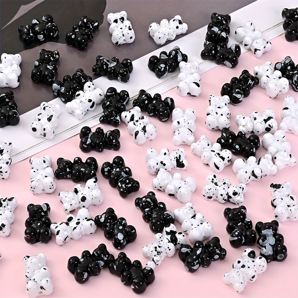Black and White Bear Acrylic Beads