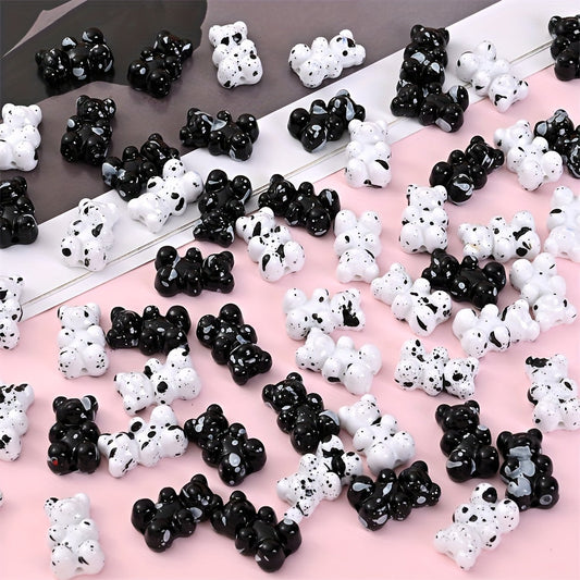 Black and White Bear Acrylic Beads