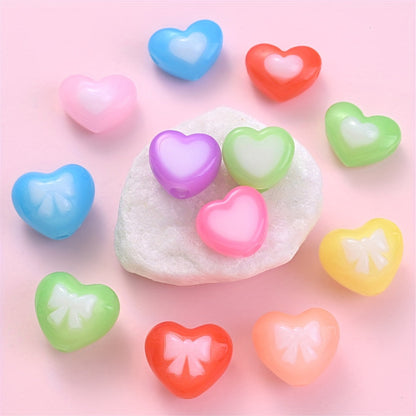 Heart Bow Pattern Acrylic Beads