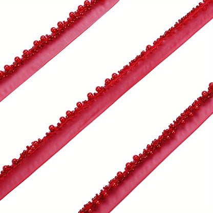 85cm 2cm Shiny Tiny Beads Lace Trim Ribbon